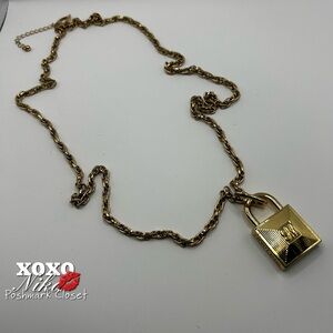 Steve Madden Gold tone Necklace with Padlock Pendant